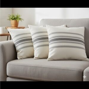 SET OF 3 LAUREN RALPH LAUREN Cotton Zip 20in Square Throw Pillow Shams Covers